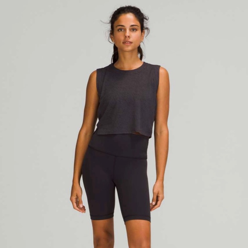 Lululemon Cropped Training Tank Top Black Granite